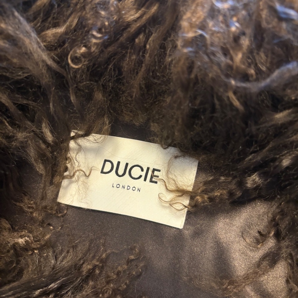 Ducie London Rochelle Shearling Coat in Chocolate - Picture 4 of 7